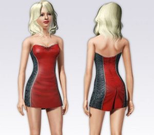 《模拟人生3》MOD服饰 P家女全身抹胸短裙红黑-IGTA奇幻游戏城-GTA5MOD资源网