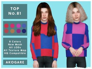 《模拟人生4》小女孩彩色网格上衣MOD-IGTA奇幻游戏城-GTA5MOD资源网