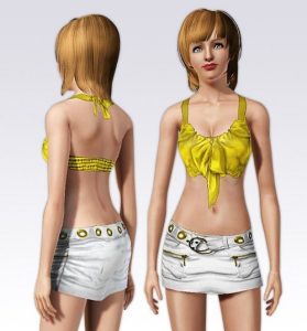 《模拟人生3》MOD服饰 P家女上衣黄色背心 短裙-IGTA奇幻游戏城-GTA5MOD资源网