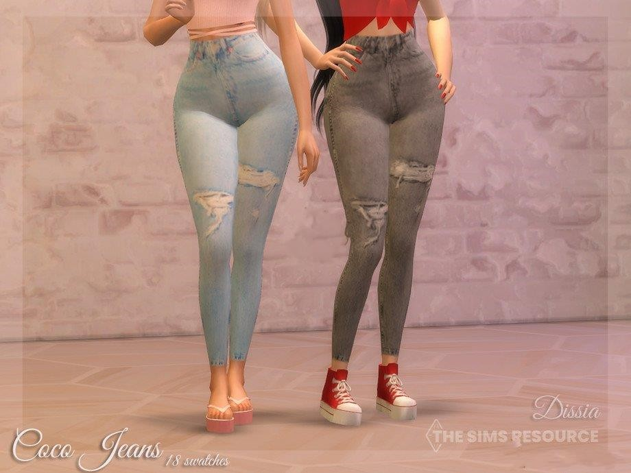 《模拟人生4》女性破洞条纹牛仔裤MOD-IGTA奇幻游戏城-GTA5MOD资源网