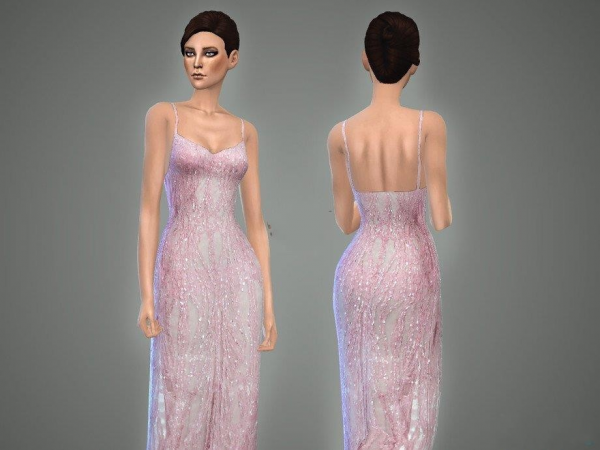 《模拟人生4》女性粉色闪亮露背连衣裙MOD-IGTA奇幻游戏城-GTA5MOD资源网