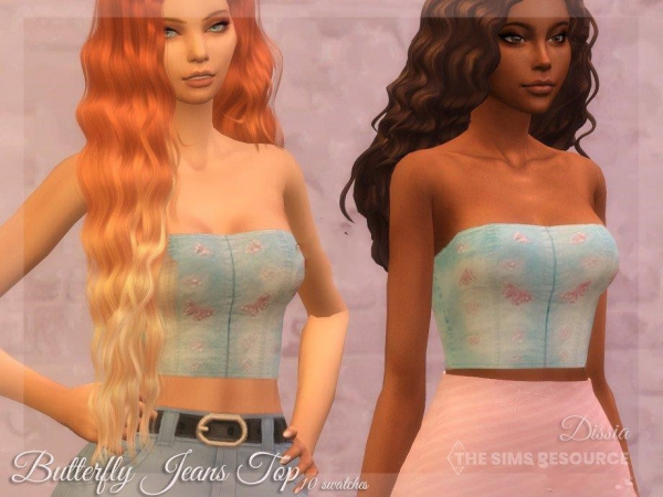 《模拟人生4》女性蝴蝶印花牛仔上衣MOD-IGTA奇幻游戏城-GTA5MOD资源网