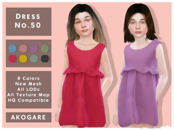 《模拟人生4》女孩分层纯色连衣裙MOD-IGTA奇幻游戏城-GTA5MOD资源网
