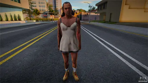 [圣安地列斯]崔佛白色连衣裙女装-IGTA奇幻游戏城-GTA5MOD资源网
